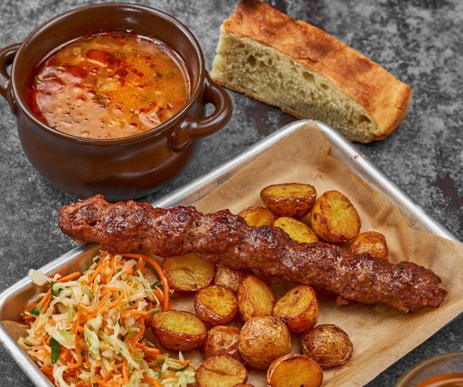 Обед с люля из курицы+чай