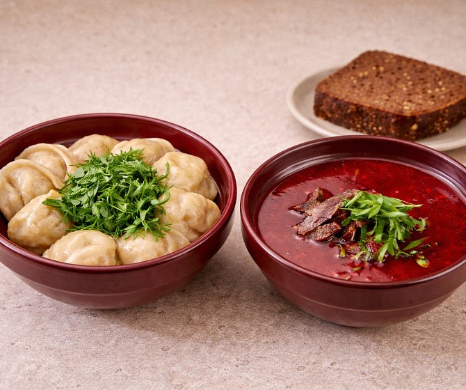 Комбо Домашний: Пельмени Сибирские 15 шт+ Борщ+Хлеб