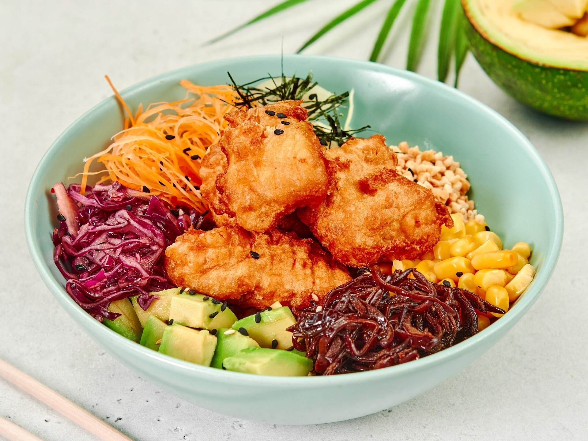 Поке с курицей и грибами BIG