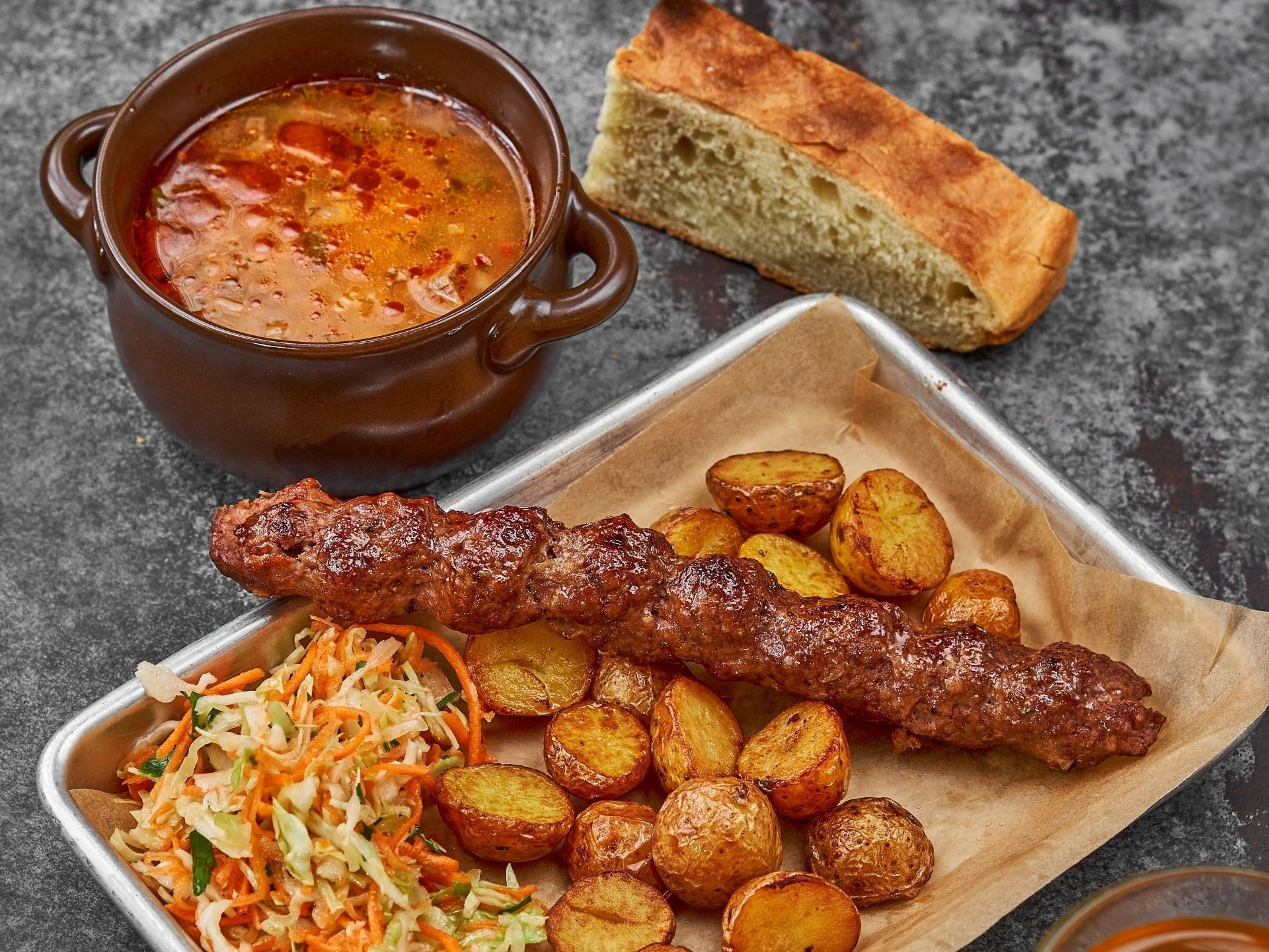 Обед с люля из курицы+чай